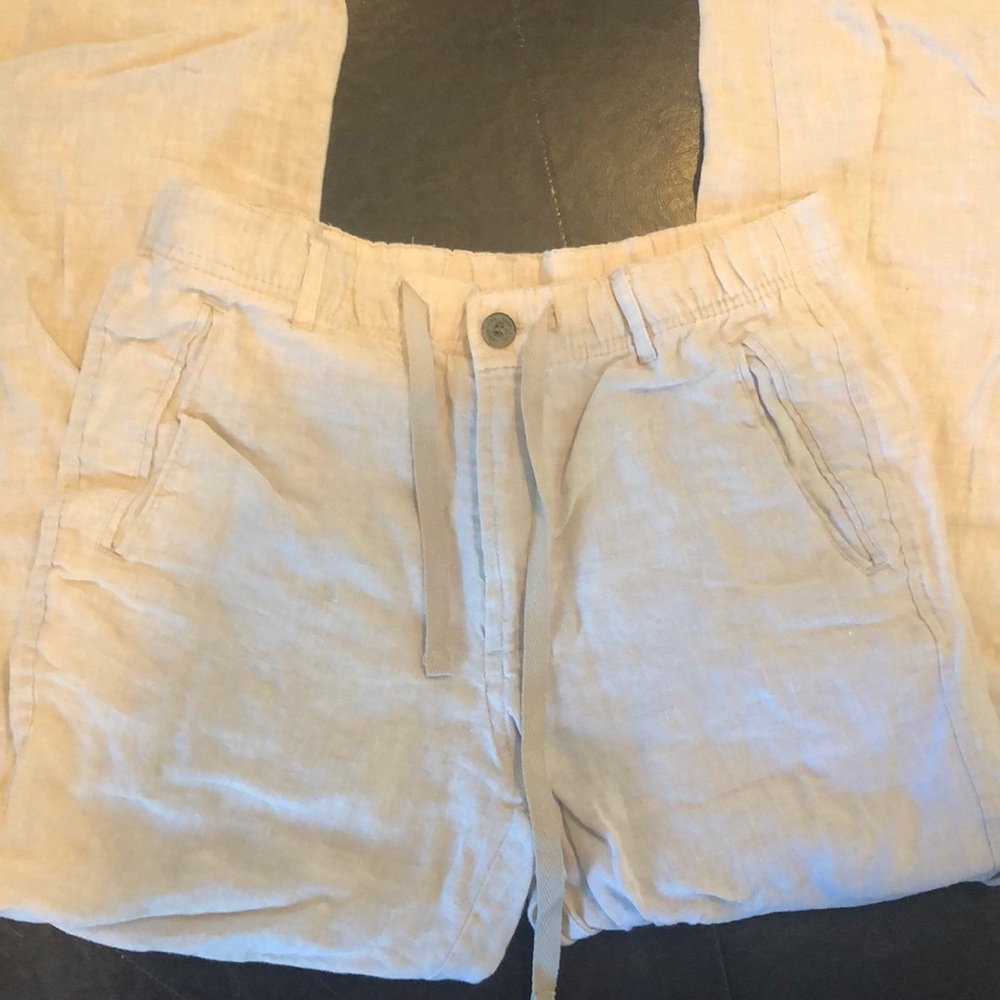 Off white thin linen pants